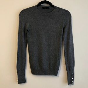 Zara Knit Sweater with Pearl Sleeves